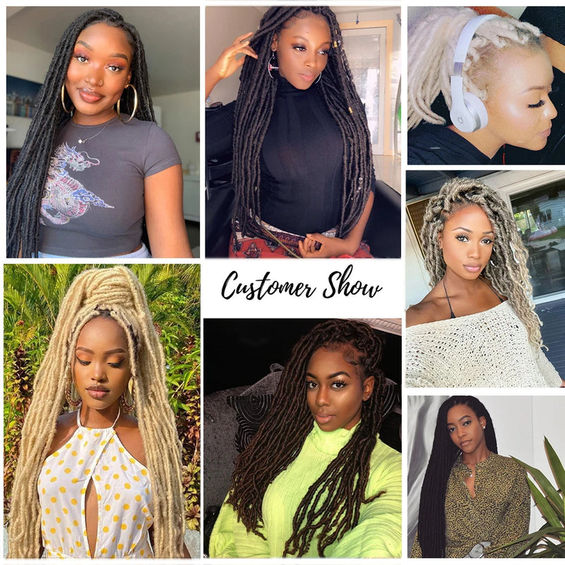 Synthetic Crochet Braiding Hair Extensions Dreadlocks Ombre Brown Colored X-TRESS Soft Straight Faux Locs Braids Hair For Women