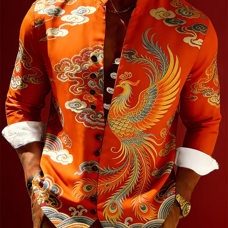 New men's Long Sleeved Shirt With Gold 3D Turtle Print | SAMAG