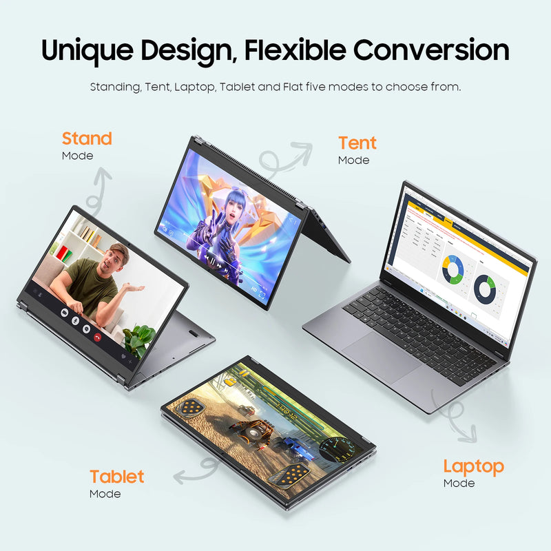 2 in 1 Laptop Computer,15.6" 8GB 256GB Touchscreen , AMD Ryzen R3 3200U, Radeon Vega 3, 1920x1080 FHD Display Blacklit Keyboard