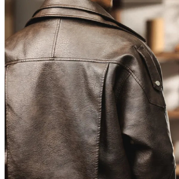Winter Faux Fur Liner Leather Bomber Jacket Men Streetwear Fashion Loose Thicken Leather Casual Vintage Motorcycle Jacket Coat