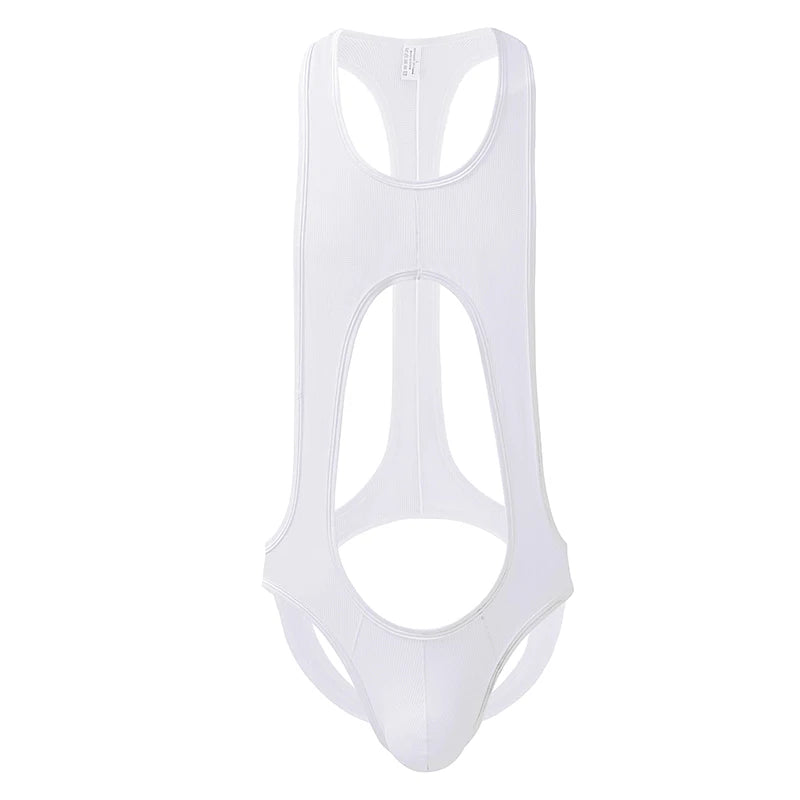 Men's Jockstrap Thongs Sheer Mesh Bodysuit Open Back Lingerie Sexy Male Underwear See Through Fetish Clubwear Teddy Panties