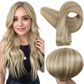 Full Shine Human Hair Weft Extensions Hair Bundles Ombre Blonde Color 100g Sew In Silky Straight Remy Skin Double Weft For Salon