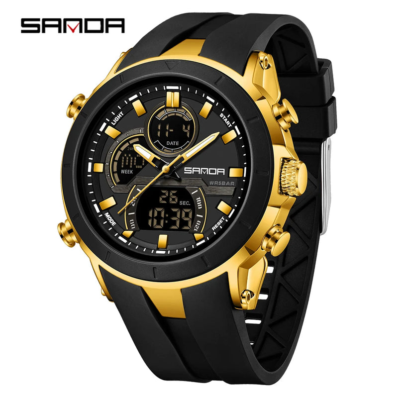 SANDA New 6279 Casual Men's Electronic Watch Sports Multi Functional Waterproof LED Dual Display - Visuel 8 | SAMAG
