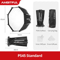 AMBITFUL 45cm Bowens Mount Softbox Quick Setup With Grid Kit Replaceable Chuck ：Bowens/Elinchrom/Broncolor A/Broncolor B