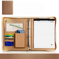 New A4 multi-function business zipper bag, 4-ring binder + writing pad + storage bag, pleated texture PU  leather cover