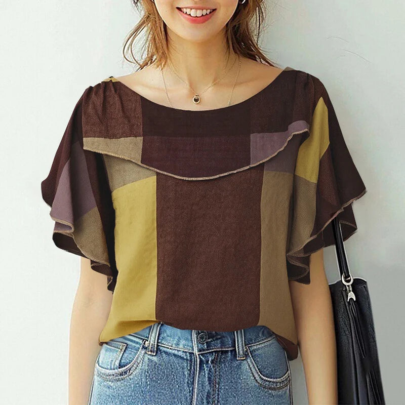ZANZEA Summer Women Chiffon Blouse Elegant Ruffle Short - View 16 | SAMAG
