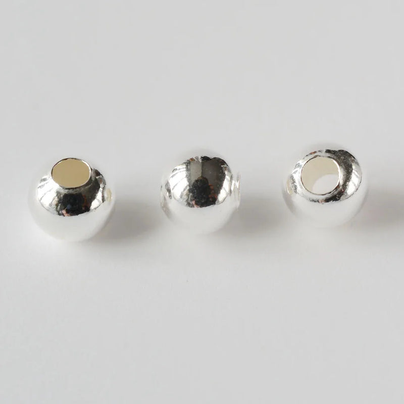 Solid 925 Sterling Silver Beads Seamless Round Spacer Loose Ball, Jewelry DIY Findings