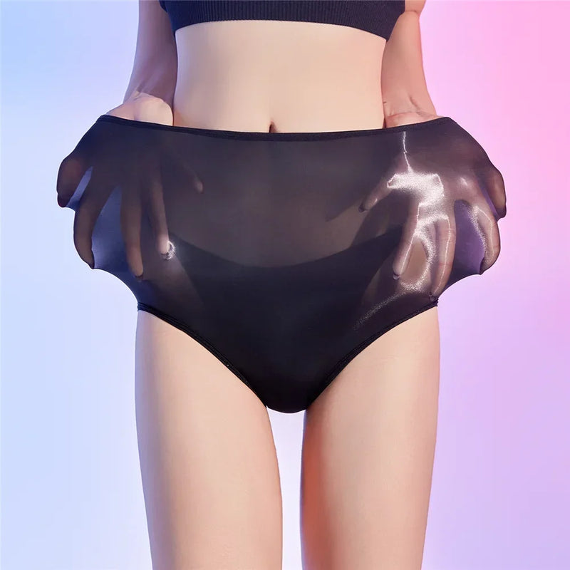 Sexy Unisex Oil Shiny Sheer See Through Boxer High Elastic Safety Short Smooth Bottom Wear Glossy Ultrathin Underwear Slim  Body