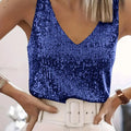 Women Sequin V Neck Tank Top Sleeveless Sparkly Camisole - View 23 | SAMAG