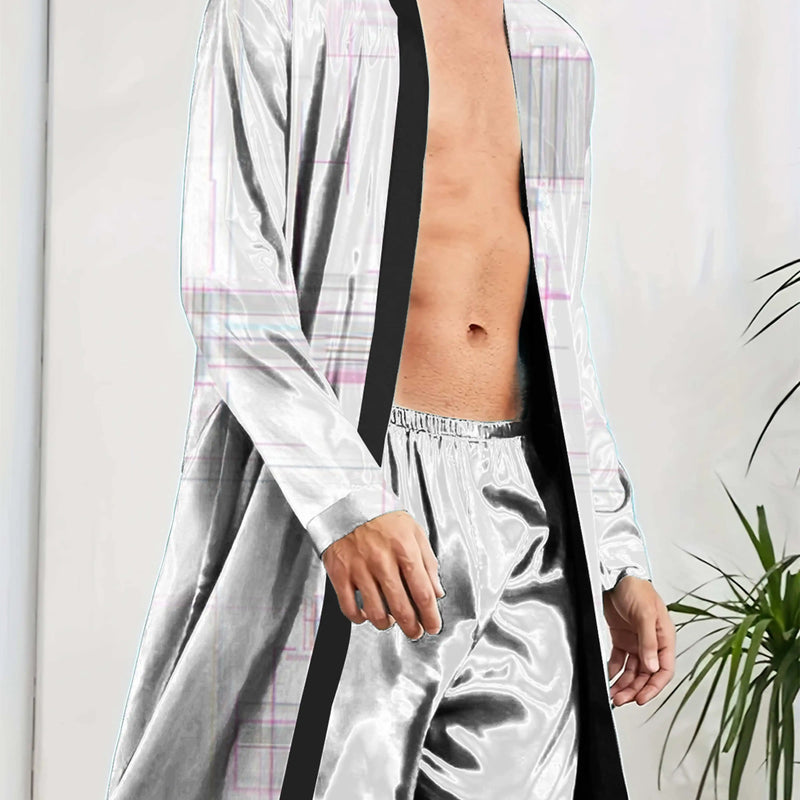 1pc Men'S Robes 2026 Spring/Summer Graphic 3D Printed Robes Sleepwear Men'S Bathrobe Bathrobe Men Polyester Men'S Pajamas