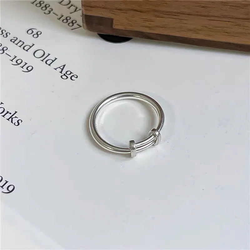 BF CLUB 925 Sterling Rings for Women Adjustable Simple Fashion Geometric Vintage Handmade Irregular  Ring Party Gifts