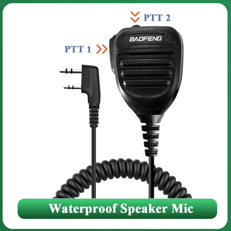 Baofeng Walkie Talkie Speaker Microphone Waterproof PTT Mic For UV-5R UV-16 UV-13 UV-21 UV17 Two Way Radio QuanSheng UV-K5 UV-K6