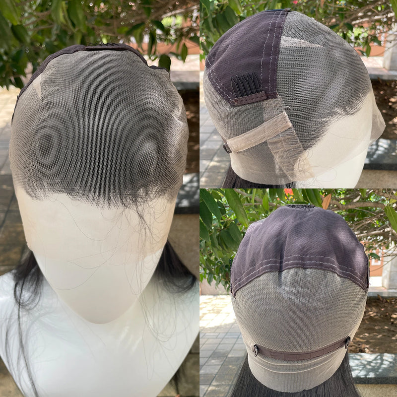 #1B Jet Black Synthetic Hair Full Lace Wigs for Black Women Heat Resistant 26 Inch Long Straight Full Hand Tied Free Part 150%