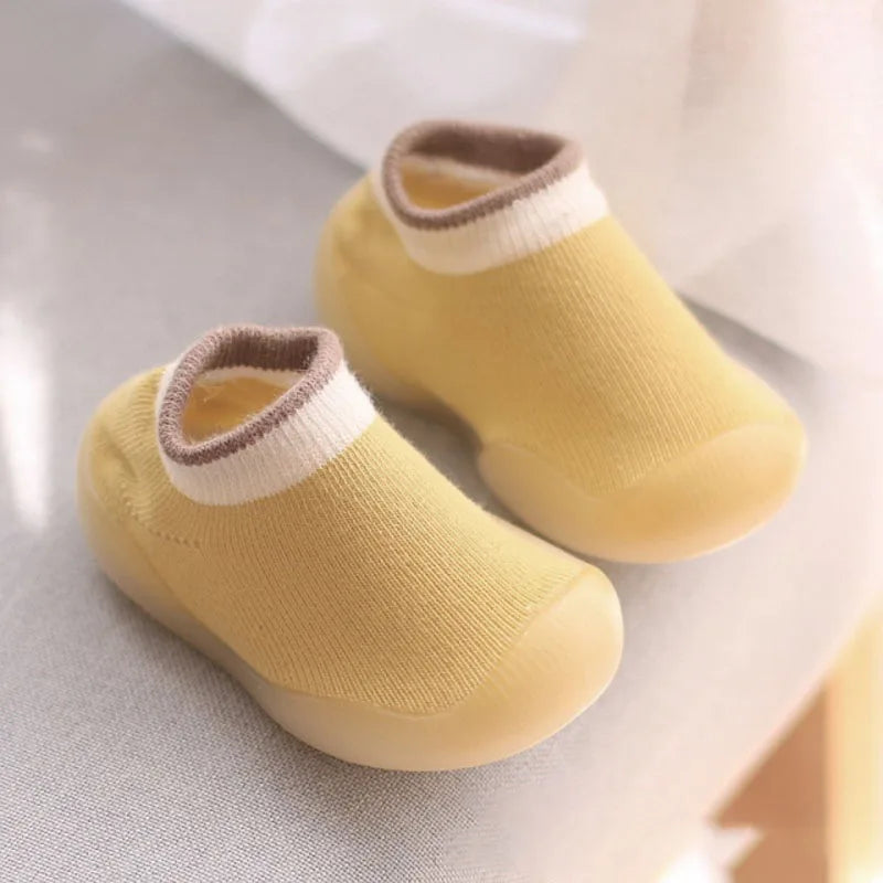 Baby Shoes First Walkers Comfortable Boys Girls Kids Rubber Soft Non-Slip Sole Floor Shoes Knit Booties