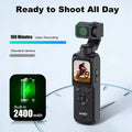 4K Ultra HD Pocket Gimbal Stabilizer Action Camera 330° Face Tracking 18x Zoom 1.72" Touch Screen Wi-Fi Vlog Portable Sports Cam