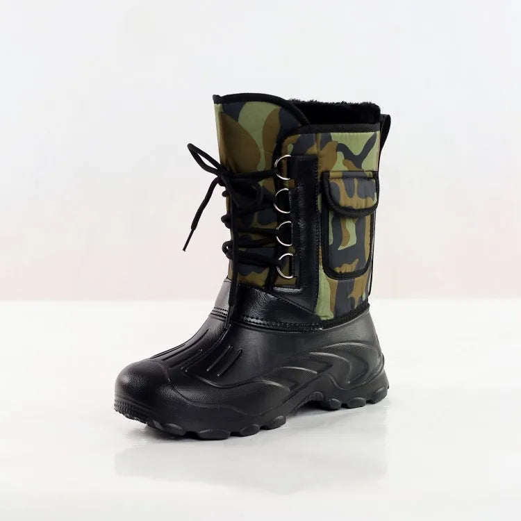2026 New Men's Winter Boots Platform Men's Snow Boots Warm Thick Plush Waterproof Outdoor Fishing Work Boots Plus Size 40-46