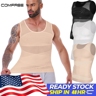 Men's Shapewear Tank Top Gynomastica Sleeveless Vest | SAMAG