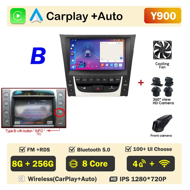 For Lexus GS300 S190 GS350 GS400 GS430 GS450h GS460 GS 300 III 3 350 Car Radio Auto Android Multimedia Carplay 2din Navigation