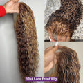30 32 Inch 13x4 13x6 HD Highlight Ombre Curly Lace Frontal Human Hair Wigs Honey Blonde Colored Deep Wave Frontal Wigs For Women