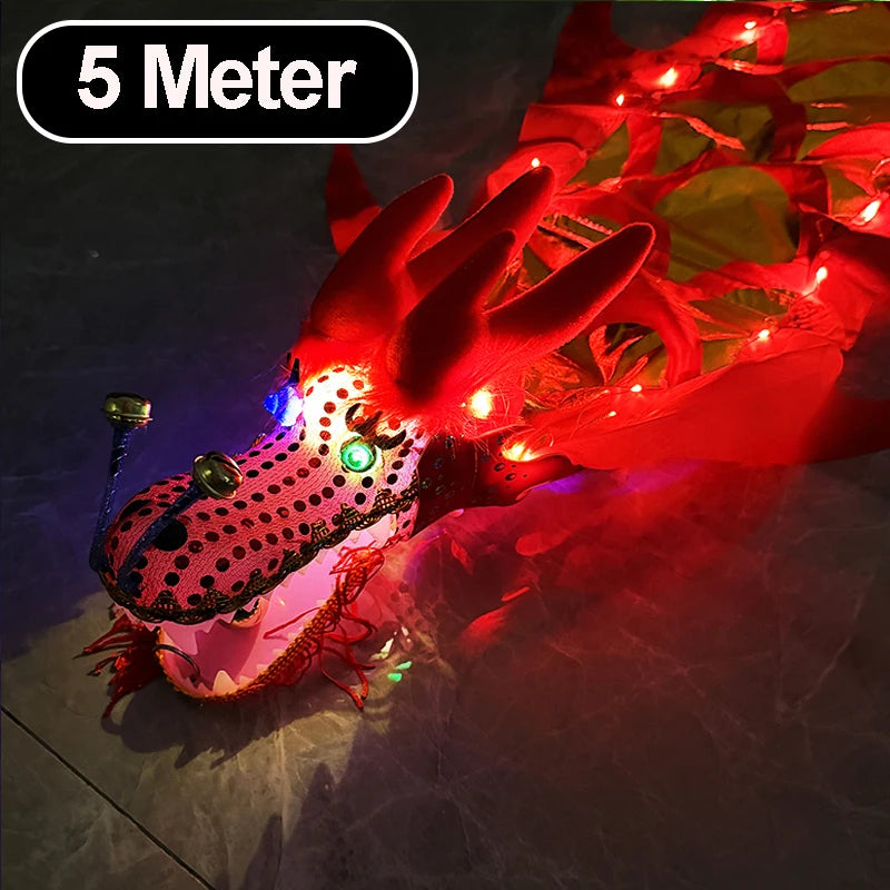 3/5M LED Chinese Dragon Poi Set Luminous Dragon Dance Props Dragon Ribbon Streamer New Year Outdoor Fitness Juggling Props