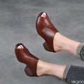 Summer square heel fish mouth slippers for women fashionable versatile height increasing comfortable mid heel women's sandals
