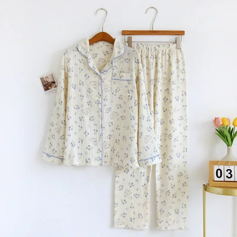 New Large Size Pajamas Women Cotton Crepe Home Service | SAMAG