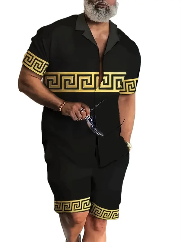 Men's New Hawaiian Short-Sleeved Shirt Shorts Set Summer | SAMAG
