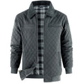 US size men's zipper pure cotton duck canvas quilted coat - Detroit thick and warm flannel jacket