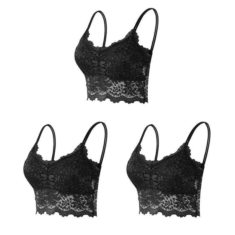 Women's Lace Bras Top Comfortable Bralette Solid Color - Visuel 8 | SAMAG