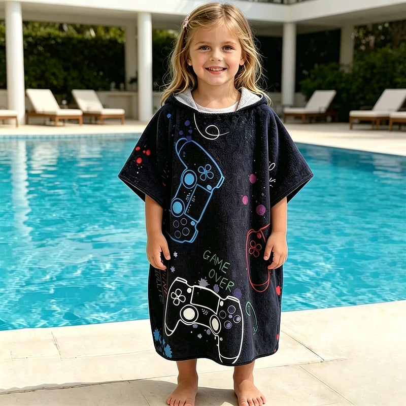 1Pc Baby Cartoon Bath Towel Colorful Game Print Cartoon Bath Towel Soft-Comfortable-Multifunctional Foldable Cartoon Toddler Towel Lightweight Pool Bath Beach Towel