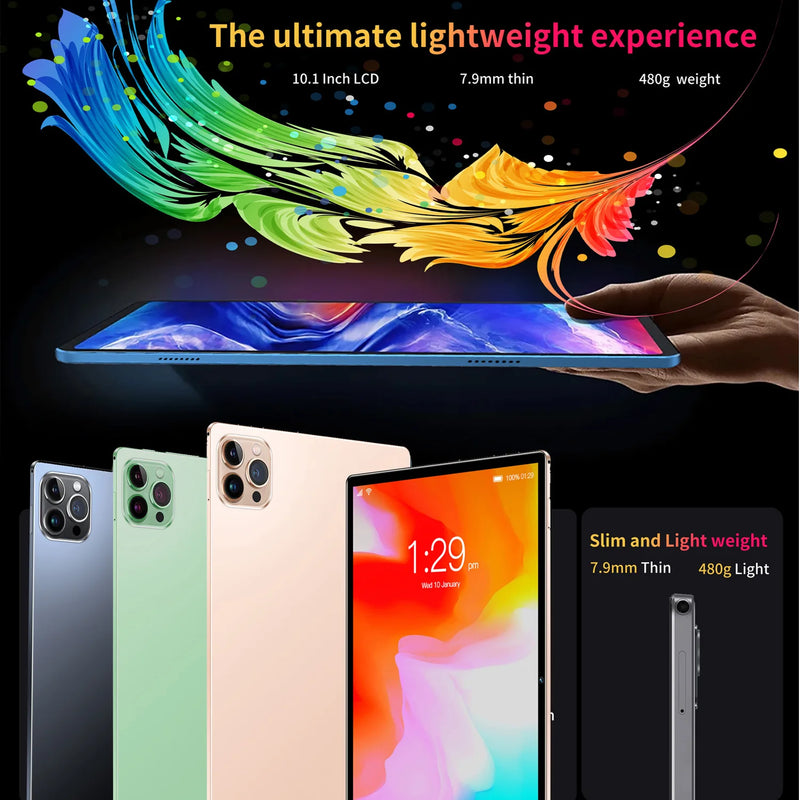 BDF 10.1 Inch Tablet Android 11, 4GB RAM 64GB ROM,1TB Expand,1280x800 IPS Screen 5000MAH Battery,Dual Camera, WiFi,3G Sim Card