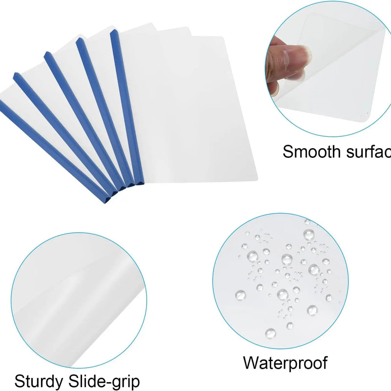 10Pcs Clear Report Covers with Sliding Bar 10mm Slide-Grip Resume Covers 75 Sheet Capacity A4 Presentation Folder for File Resum