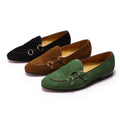 Fashion Design Suede Leather Mens Loafers Black Brown Green Casual Dress Shoes for Wedding Party Monk Strap Men Shoes Size 38-47