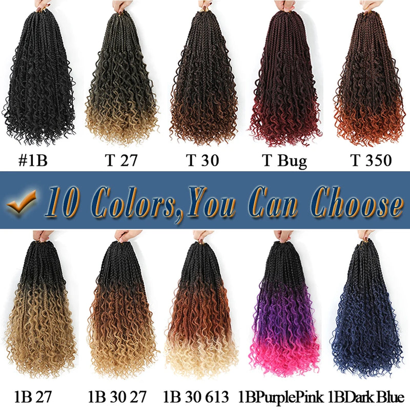 Goddess Bohemian Box Braids Crochet Hair Pre looped 18 14 Inch Boho Box Braids Soft Synthetic Braiding Hair for Black Women Kids