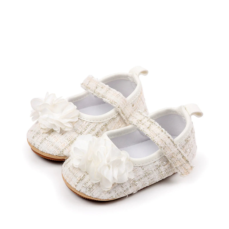 Spring And Autumn New Tweed Floral Baby Pre Walkers Breathable Anti-Slip Rubber Sole Soft Walking Infant Shoes for 0-18 Months