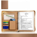 New A4 multi-function business zipper bag, 4-ring binder + writing pad + storage bag, pleated texture PU  leather cover