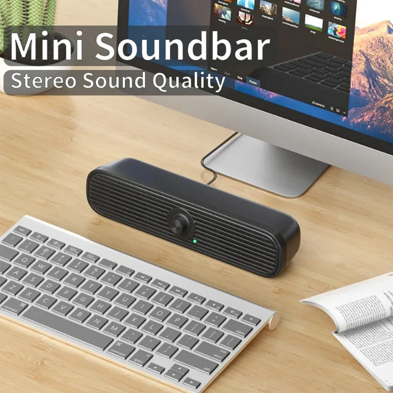 VIKEFON Surround Desktop PC Speaker Home Stereo 3.5Aux USB Soundbar System Computer TV Phone HIFI Subwoofer Wired Strong Bass