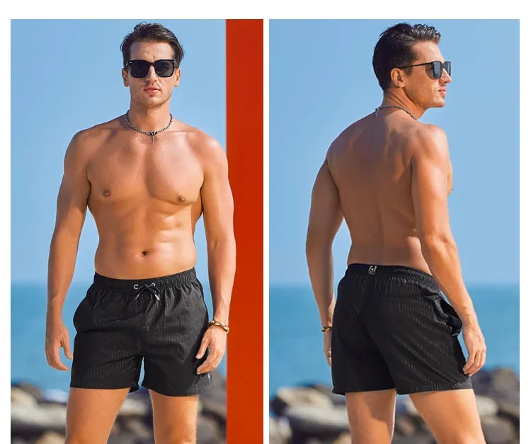 Striped Men Casual Shorts Beach Pants Board Short Quick Dry Sports Trunk Summer Seaside Beachwear Loose Homewear Sleeping Pajama