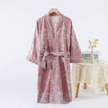 2026Couple's Printed Cotton Loose Fitting Bathrobe Japanese Style Tie Up Kimono Bathrobe Sweat Steaming Cotton Pajamas Robes Men
