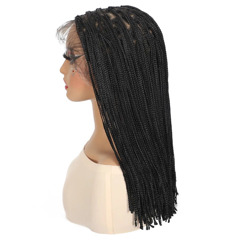 Synthetic Full Lace Wig on Clearance Sale With Baby Hair Knotless Lace Braided Wigs for Black Women Black Wig Braiding Hair M008