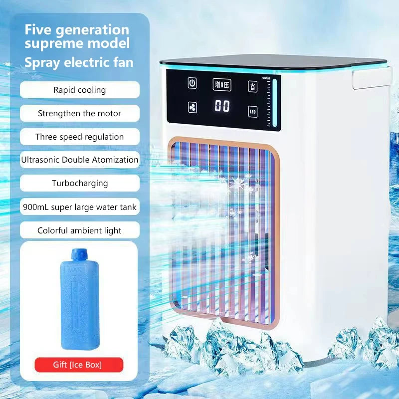 Portable Desktop USB Mobile Air Cooler Fan Household Mini Air Conditioner Fan Large Water Tank Atomization Humidifying Quick