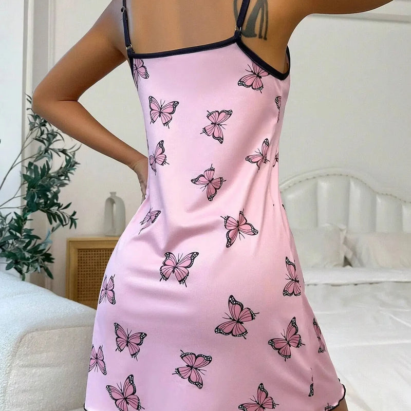 Printed Butterfly Nightgown Ladies Home Wear Comfortable | SAMAG