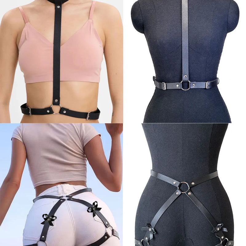 Women Punk Fashion Belt Street Style Waistband with Adjustable Suspenders Body Decor Harness Corset Belt Goth Clothing Accessory