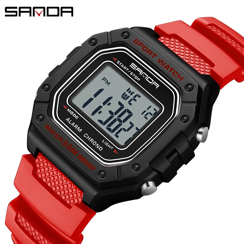 SANDA 2156 Fashion Mens Watch Military Water Resistant Sport Watches Army Big Dial Led Digital - Visuel 10 | SAMAG