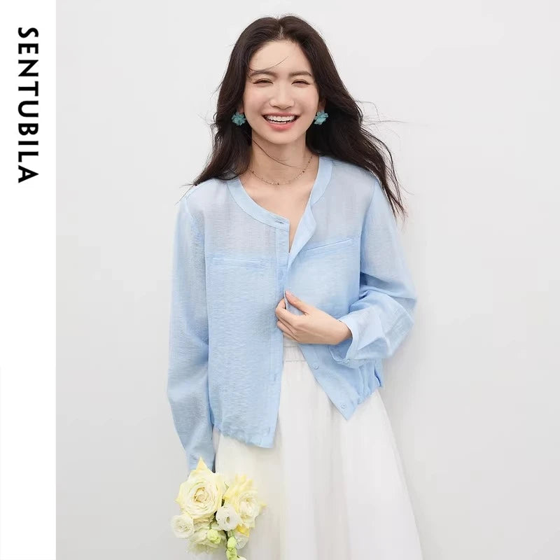 SENTUBILA Women's Oversized Lyocell Shirt Spring Summer - View 9 | SAMAG