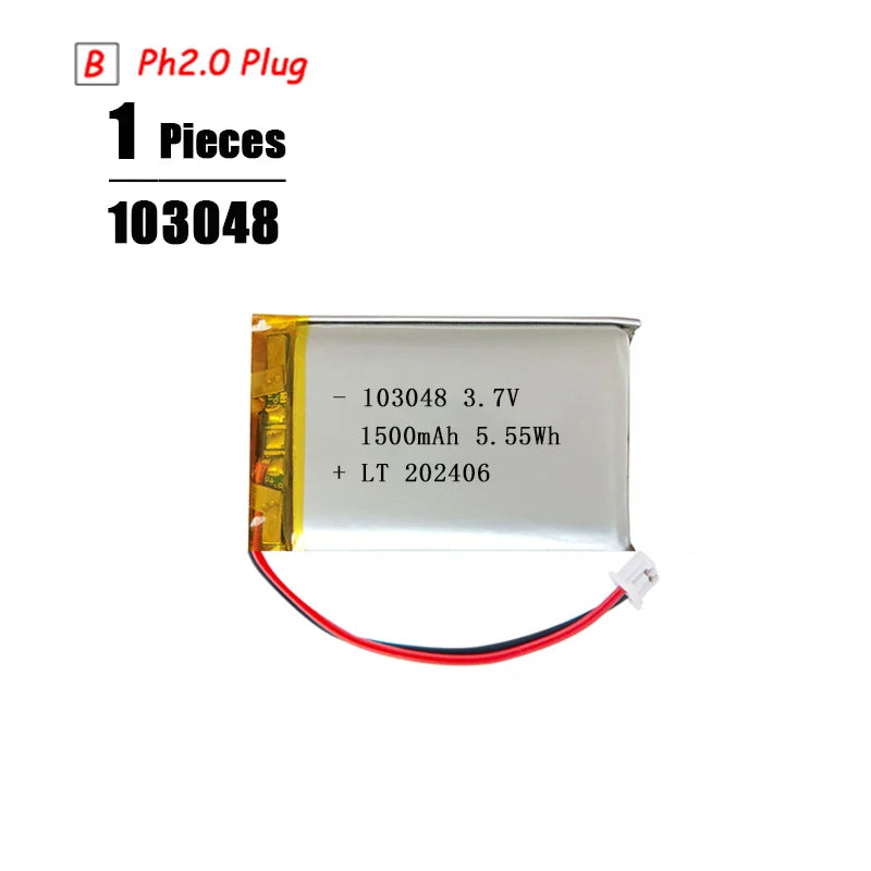 3.7V Lipo Battery Ph2.0 Plug Rechargeable Lithium Battery 3.7V For PS4 Humidifiers GPS Navigation  Bluetooth Speaker MP3 MP4