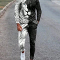 Fashionable men's summer new cool lion print comfortable and breathable round neck long pants set outdoor - View 4 | SAMAG