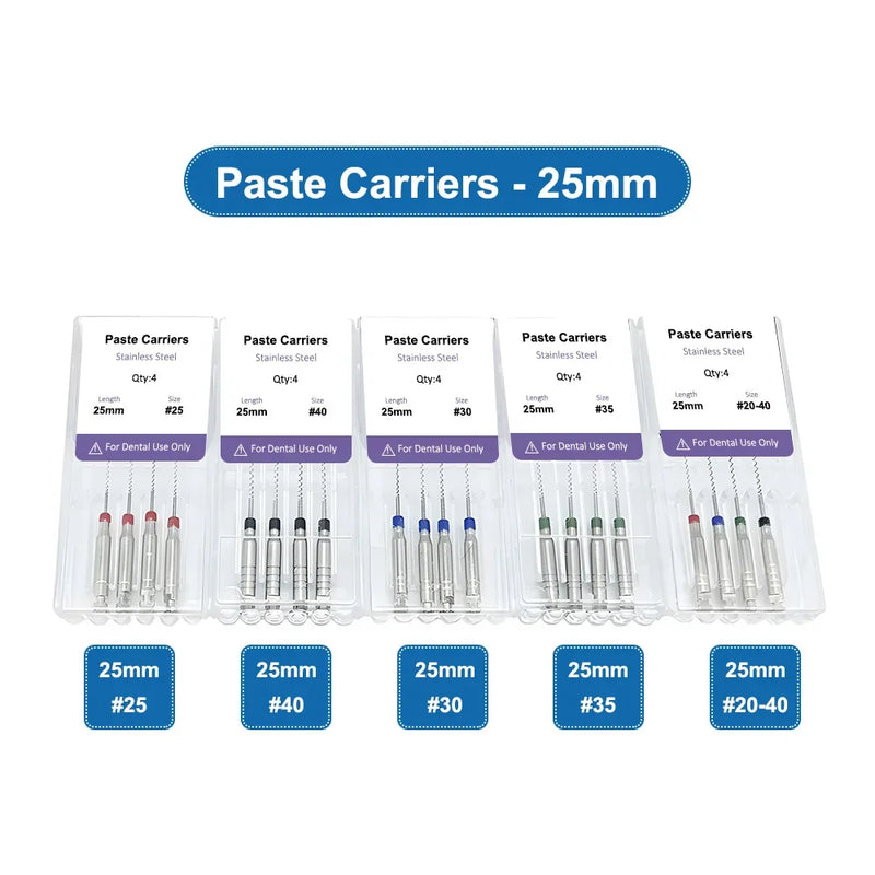40Pcs Dental Rotary Paste Carriers Lentulo 25mm #25-40 Dental Stainless Steel Endodontics Root Canal Files Dentistry Instruments