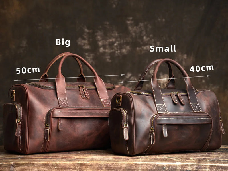 NUPUGOO-Genuine Leather Travel Bag for Men, Vintage Hand Luggage, Boston Bag, Duffle, Large Capacity, Shoulder Bag for 16 "Lapto