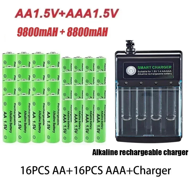 Original Rechargeable Battery 1.5V AA 9800mAh+AAA 8800mAh+Charger for Computer Clock Radio Video Game Digital Camera AA AAA